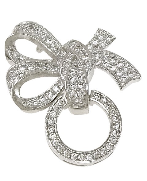 gancio per collana a fiocco con pavè di cubic zirconia