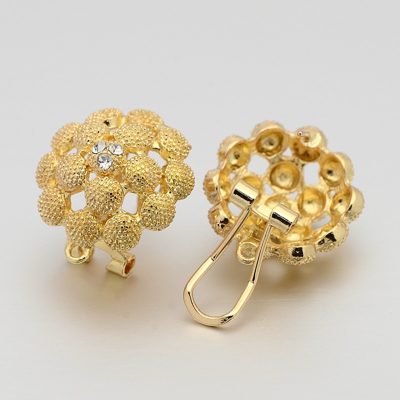 basi per orecchini color oro puntinato con ago e clip  strass centrale