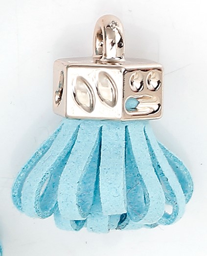 NAPPINA AZZURRA in simil camoscio con coppetta oro