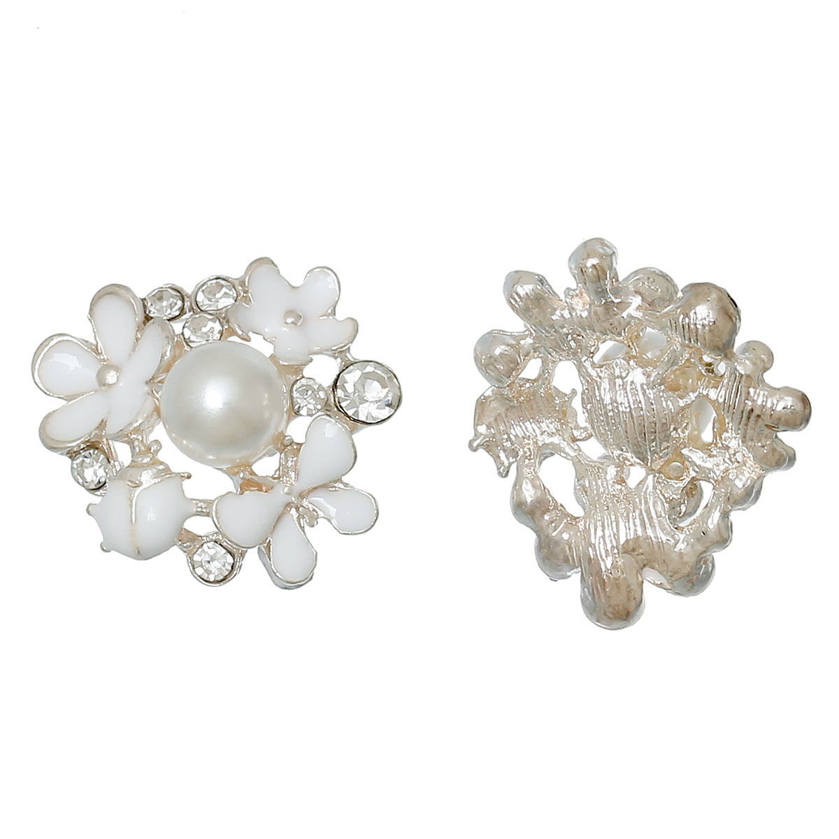 cabochoon in metallo dorato strass fiori smaltati e perla 