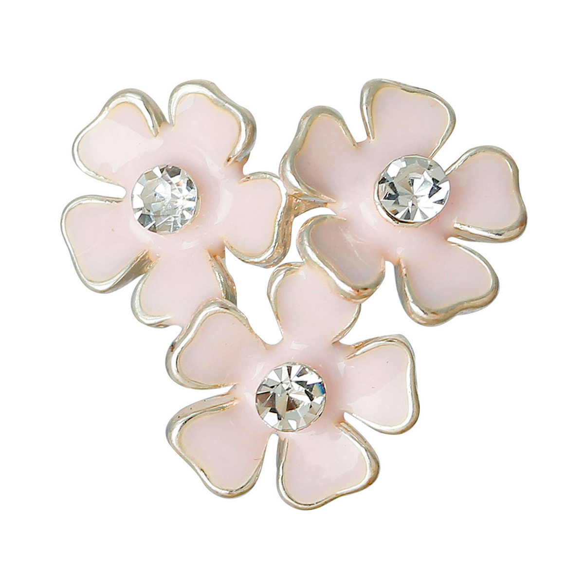 cabochoon in metallo dorato con fiori smaltati e strass 