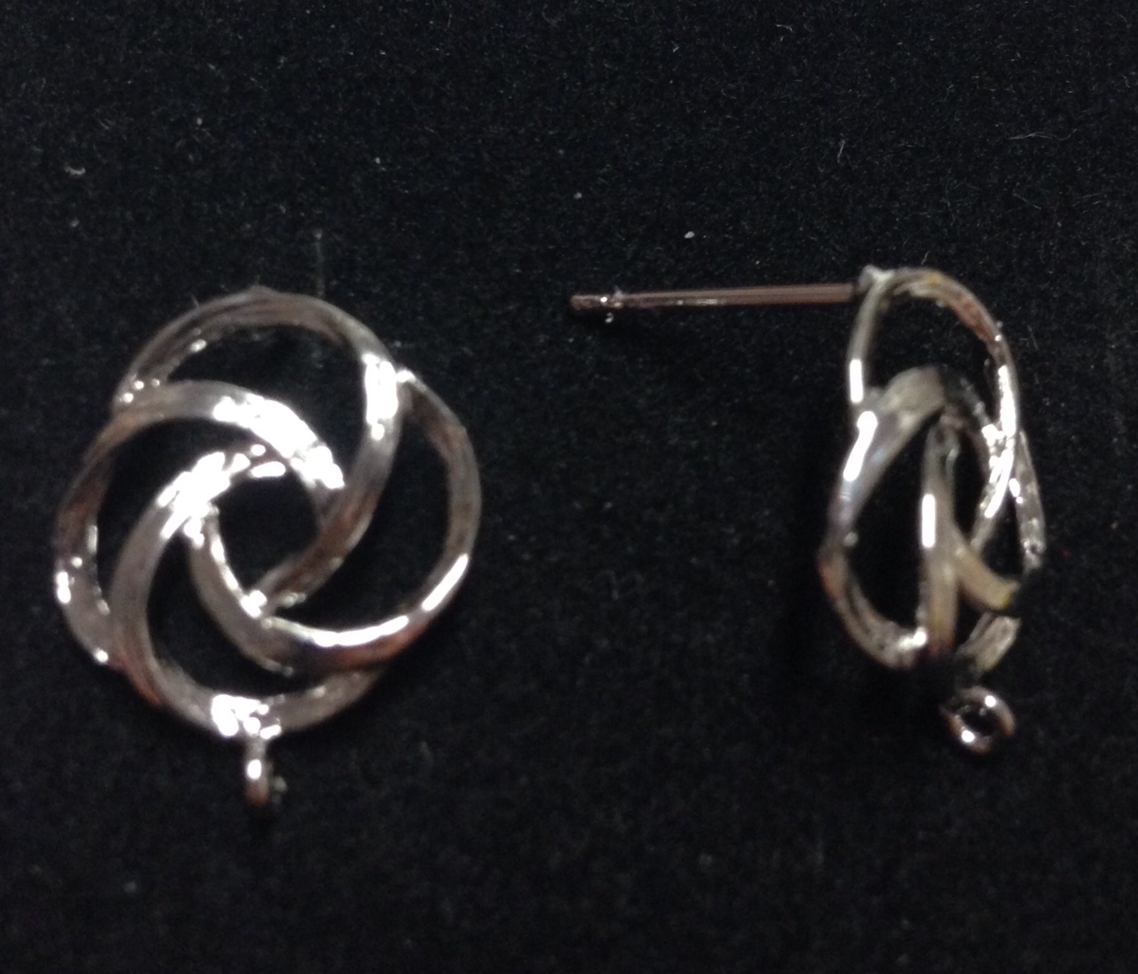 basi per orecchini color nikel a forma di cerchi sovrapposti