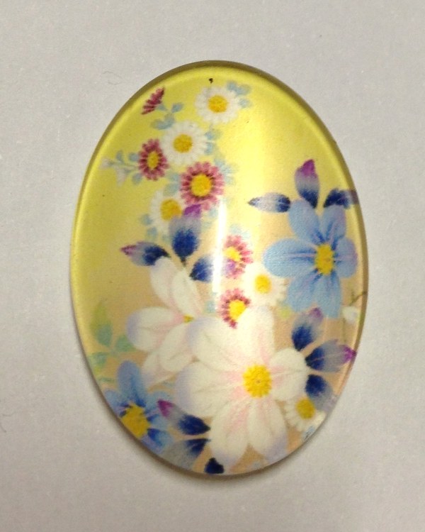 cabochon in vetro ovale con fiori misti 