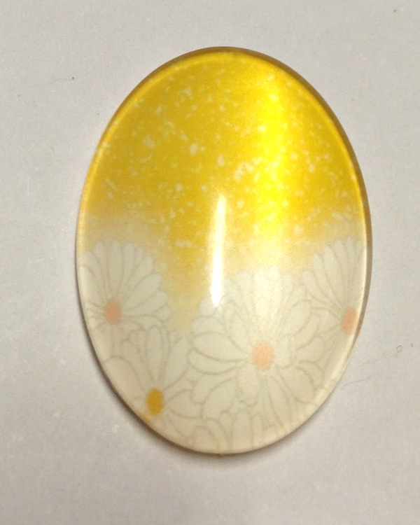 cabochon in vetro ovale con margherite misura 13X18 mm 1 pezzo