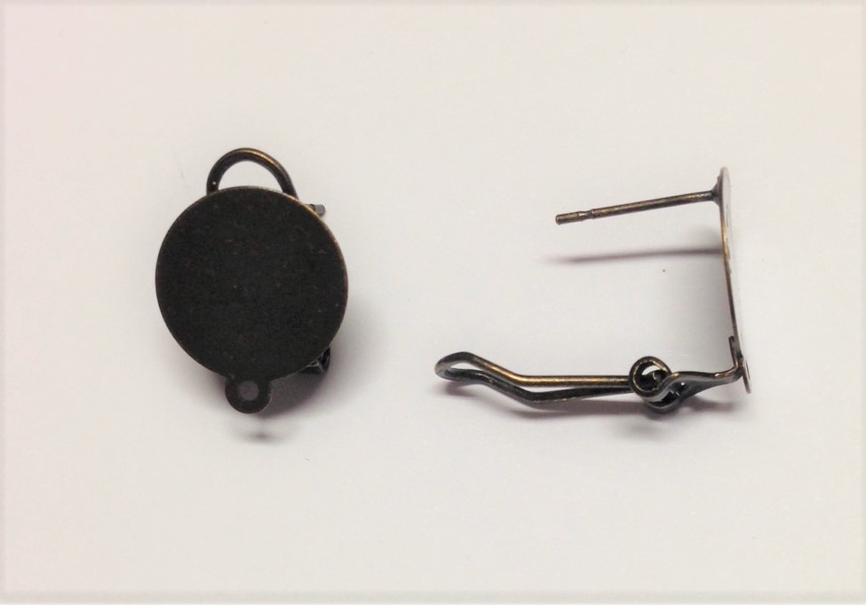 basi piatte per orecchini color brunito con ago e clip