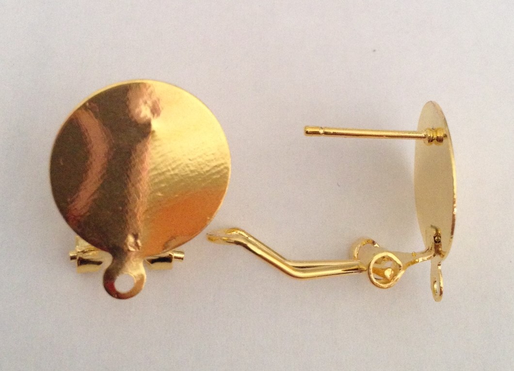 basi piatte per orecchini color oro con asola misura 15 mm 1 paio