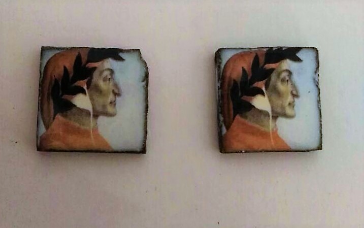 piastrella in pietra lavica con dante