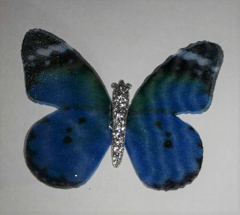 farfalla in organza con ali doppie misura 50x45 mm BLU