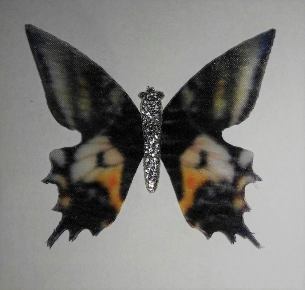 farfalla in organza con ali doppie misura 50x45 mm 1 pezzo