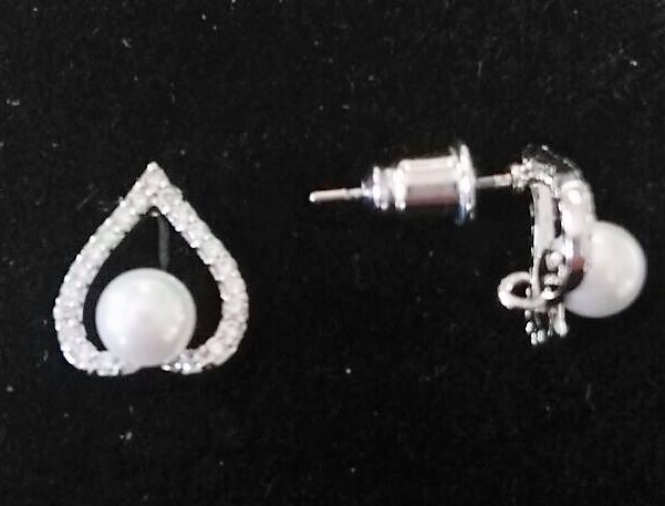 orecchini a cuore con cubic zirconia e perle